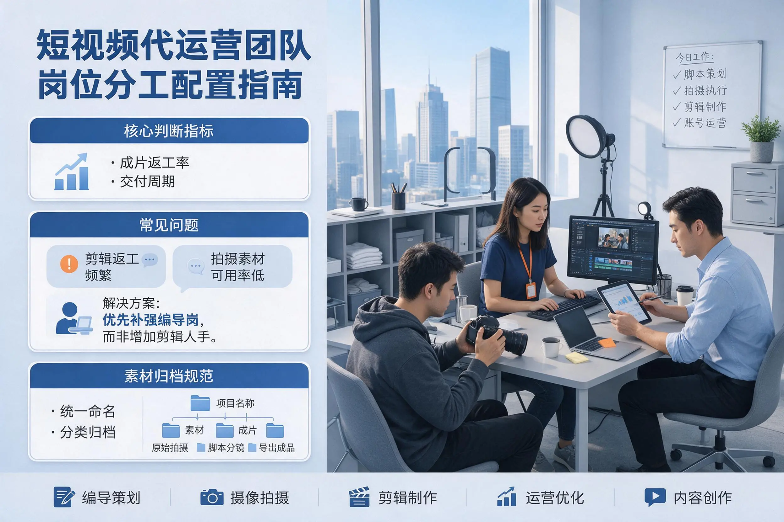 短视频代运营团队如何配置？龙岩企业岗位分工科普说明