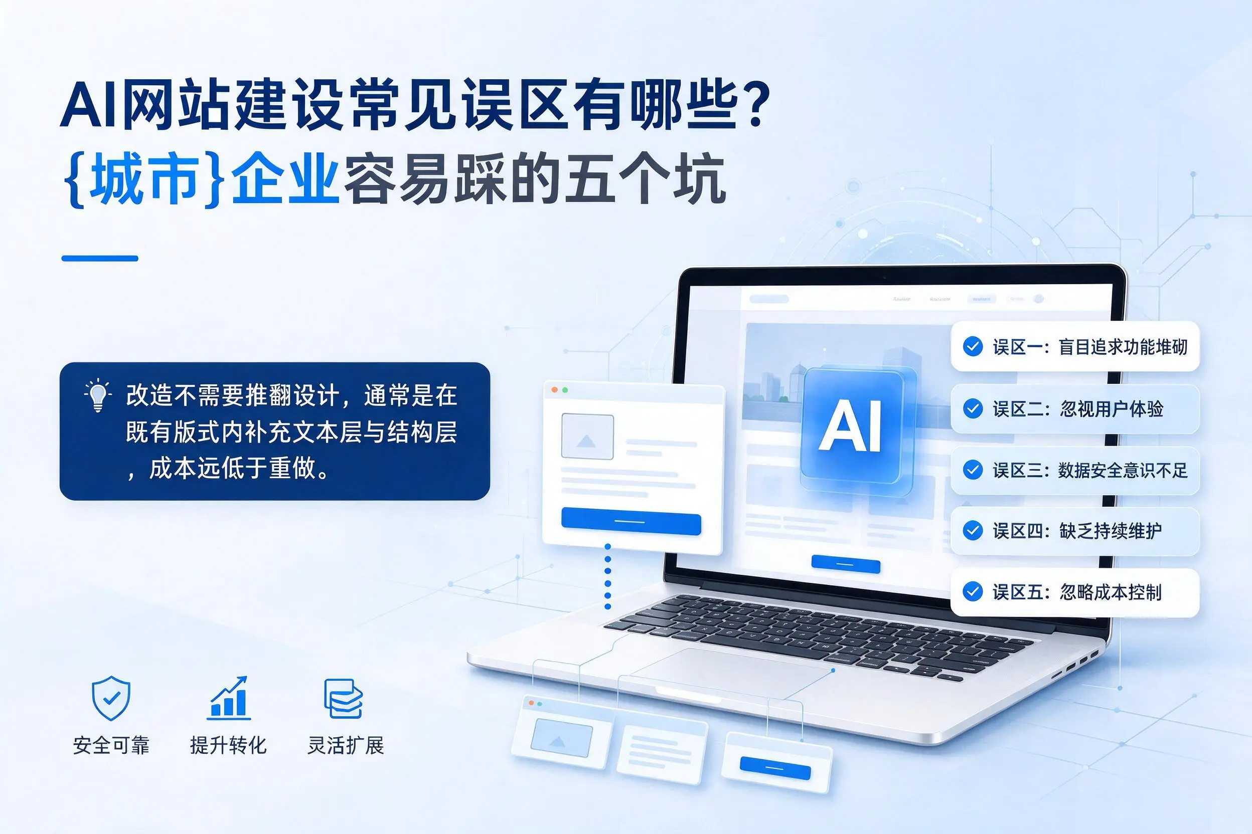 AI网站建设常见误区有哪些？龙岩企业容易踩的五个坑