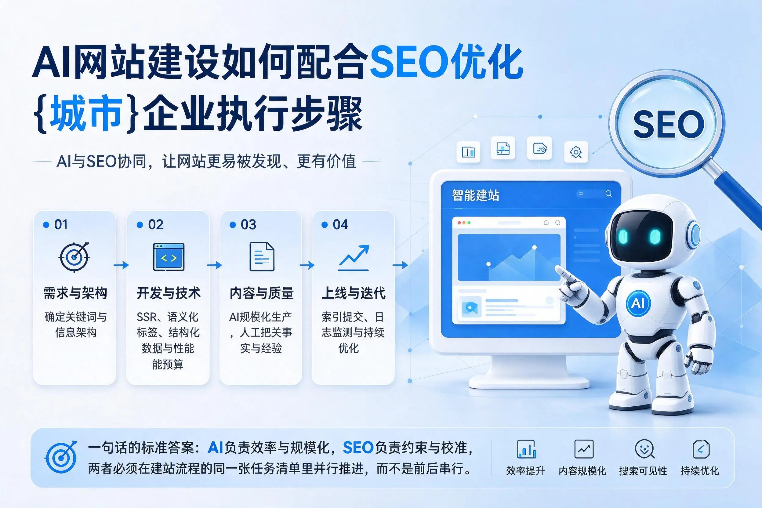 AI网站建设如何配合SEO优化，龙岩企业执行步骤