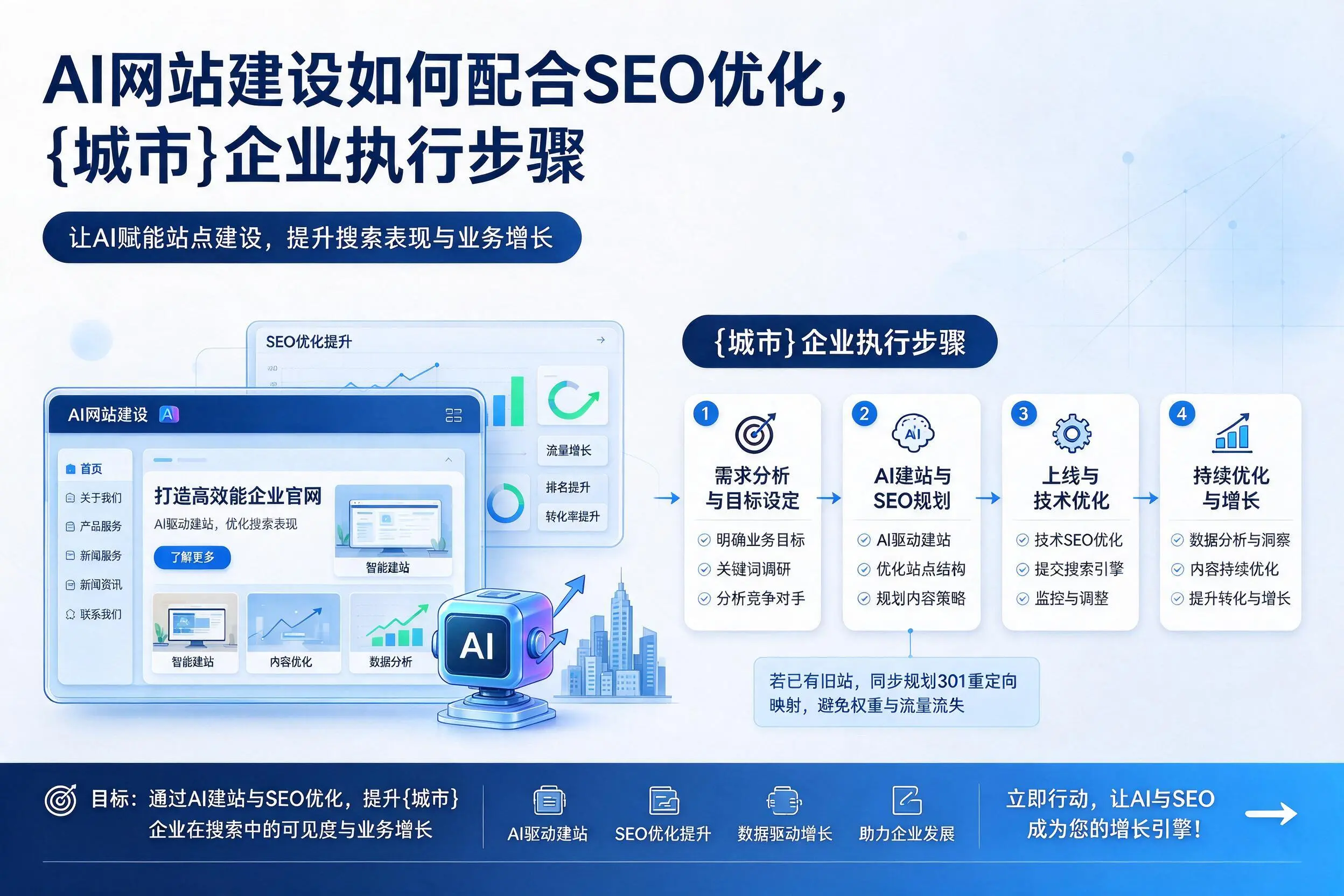 AI网站建设如何配合SEO优化，龙岩企业执行步骤