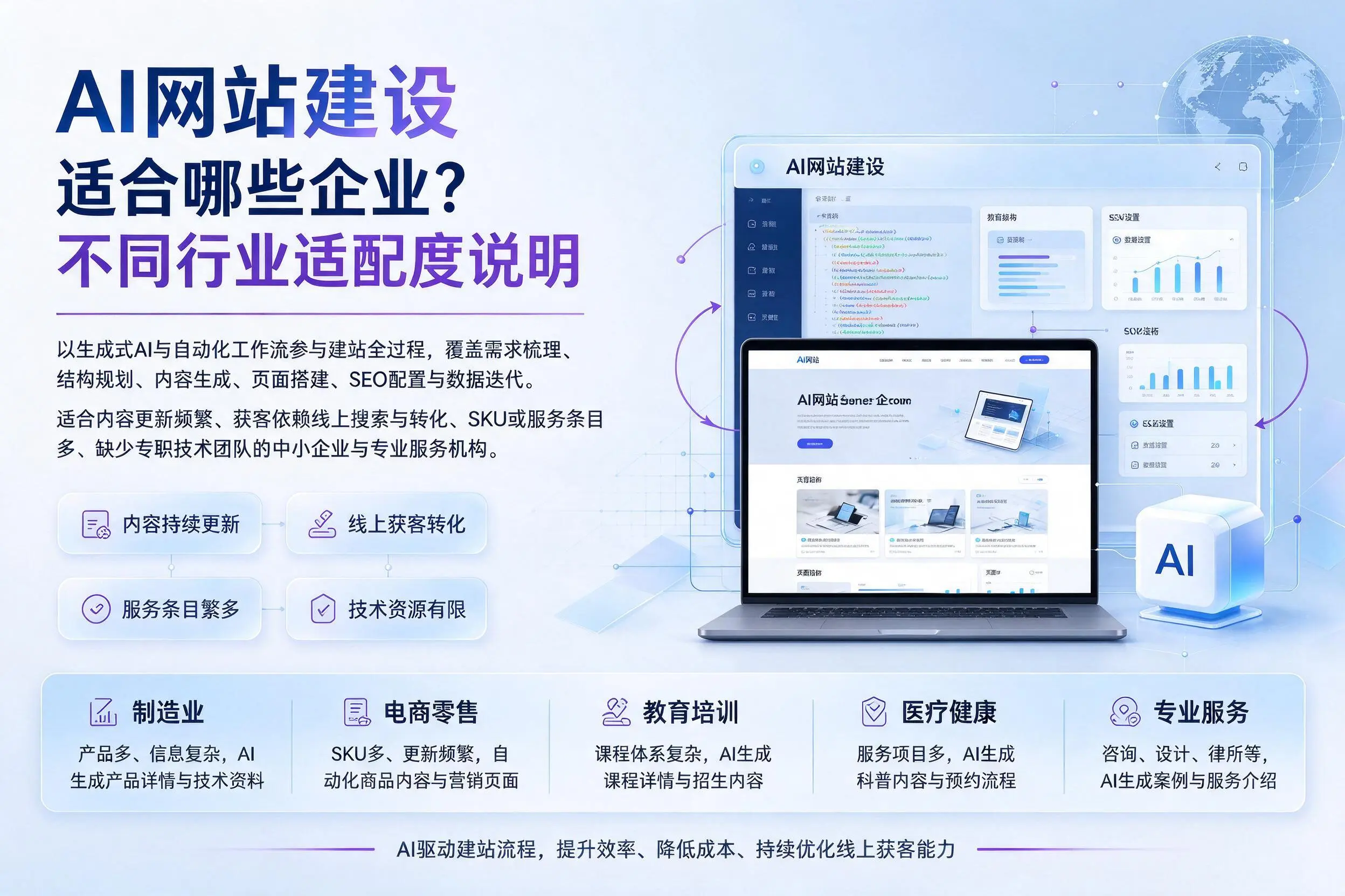 AI网站建设适合哪些企业？龙岩不同行业适配度说明